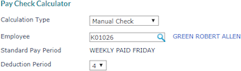 Pay check calculator set to Manual Check