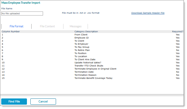Using the Mass Employee Transfer Import Tool